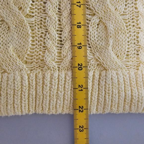 Garnet Hill Open Knit M Yellow Linen Organic Cable Cotton Boho Coastal Preppy - Picture 6 of 8